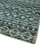 5.6x8.6 Teal Green and Beige Hand Knotted Southwestern Tribal Trellis wool Area Rug