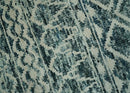 5.6x8.6 Teal Green and Beige Hand Knotted Southwestern Tribal Trellis wool Area Rug