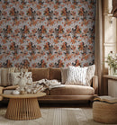 Springtime Wallpaper, off-white and orange