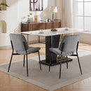 Dining Chairs Set of 2 Modern Retro Linen Chair with Bentwood Back Upholstered Seat Metal Legs Adjustable Foot for Kitchen Dining Room Chairs(Gray Linen)