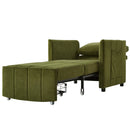 Upholstered Convertible Sleeper Sofa with Adjustable Backrest, Side Pockets, Storage Basket, Green Chenille, 31.5'