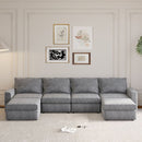 115x58" Chenille Modular Sectional Sofa,U Shaped Reversible Couch,Free Combination,6 Seat Sleeper Sofa Bed with Ottoman,Convertible Oversized Indoor Furniture for Living Room,Gray