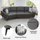 111' Upholstered 3-seater Sofa Curved Sofa Couch with Two Printed Pillows for Living Room, Dark Gray