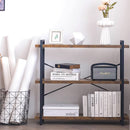3 Tier Industrial Bookshelf Rustic Wood And Metal Open