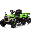 Ride on Tractor with Trailer,24V Battery Powered Electric Tractor Toy, 200wx2motor 1.86-4.97MPH/Remote Control,electric car for kids,Three speed adjustable,USB,MP3, Bluetooth,LED light, safety belt.