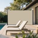 Retractable Side Awning, 118 x 71 in, Waterproof and UV-Resistant, Privacy Screen for Patio, Balcony, Garden, Beige Polyester with Dark Grey Frame