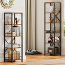 Tall Industrial Bookcase 6 Tier Rustic Brown Storage
