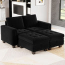 Velvet Modular Sectional Sofa Storage And Reversible Chaise