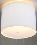 14"W Moderne Flush Mount Conversion Kit  White Fabric Drum Lampshade