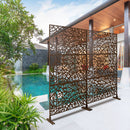 Outdoor & Indoor Metal Privacy Screen Freestanding Decorative Privacy Screen 76' H x 48' W, Privacy Fence Panels for Deck Balcony Patio Garden, Brown