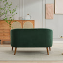 50.78'W Modern Loveseat Couch Sofa, Corduroy Fabric Upholstered 2-Seat Sofa with Wooden Walnut Legs for Small Space Office Studio Apartment Bedroom, Green