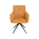 360° Swivel Home Office Desk Chairs Set of 2,Modern Dining Chairs with Arm, Upholstered Bedroom Chairs with Metal Base,Makeup Chair for Vanity, for Living Room, Bedroom,Study Room,Dining Room(Orange)