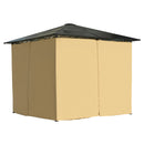 TREXM 10'x10' Hardtop Outdoor Gazebo with Polycarbonate Roof, Patio Gazebo with Aluminum Frame, Mosquito Netting and Privacy Screens for Shade and Rain, Backyard Tent for Backyard, Garden, Lawn(Beige)