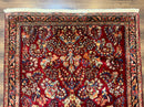 Antique Persian Sarouk Rug 4x6, Floral, Red, Wool Hand Knotted Fine 225 KPSI