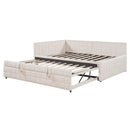 Full Size Upholstered L-Shaped Upholstered Daybed with Twin
Size Pop Up Trundle and USB ports, Beige
