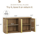62 Inch Handcrafted Oak Sideboard Cabinet Midcentury