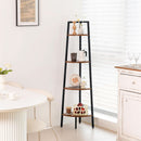4 Tier Corner Bookshelf With Metal Frame Ladder Display