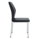 Luxury Simple Chair Set of 4 - High Resilience Dining Chair Black PU Material with Metal Silver Leg