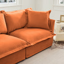 Modern Slipcovered 2-Seat Sofa Couches for Living Room, 2 Seater Sofa, Plain Chenille Deep Seat Sofa with Upholstered Cushion&Detachable Cover, Comfy Sofa Couch for Small Space, Apartment,Orange