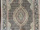 Sino Persian Rug 4x6, Fine Hand Knotted Carpet, Black, Wool, Vintage Rug 4 x 6, Herati Mahi, 300 KPSI