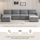 115x58" Chenille Modular Sectional Sofa,U Shaped Reversible Couch,Free Combination,6 Seat Sleeper Sofa Bed with Ottoman,Convertible Oversized Indoor Furniture for Living Room,Gray