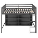 Loft Bed With 8 Open Storage Shelves And Built In Ladder