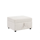 Beige Chenille Sectional Sofa Convertible Pull-out Bed with Storage Ottoman & USB Ports, 109.1'