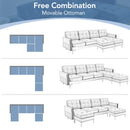 Elegant Convertible L-Shape Sectional Sofa Couch with Movable Ottoman, Velvet Upholstery, Blue