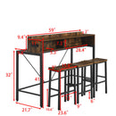 59 inch bar table, dining table, sofa table with power socket and LED light, 3 saddle stools, 4-piece bar table and chairs set for living room, dining room and kitchen