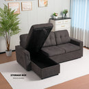 Upholstered Sleeper Sofa, L Shaped Sectional Couch with Reversible Storage, Convertible Corner Lounge Couches w/Pull Out Sofa bed for Living Room, Apartment,