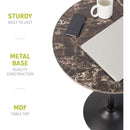 Round Pub Table With Faux Marble Top And Black Metal Base