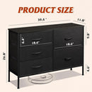 Charcoal Black Fabric Dresser With 5 Drawers For Bedroom Storage