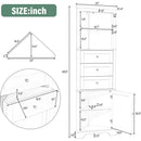 Green Triangle Tall Cabinet with 3 Drawers and Adjustable Shelves for Bathroom, Kitchen or Living Room, MDF Board with Painted Finish