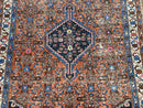 Red Persian Hamadan Rug 4x6, Wool Handmade Antique Carpet, Geometric Medallion Rug, Oriental Rug 4 x 6, Persian Tribal Rug, Hand Knotted Rug