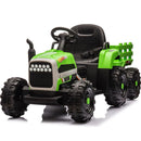 Ride on Tractor with Trailer,24V Battery Powered Electric Tractor Toy, 200wx2motor 1.86-4.97MPH/Remote Control,electric car for kids,Three speed adjustable,USB,MP3, Bluetooth,LED light, safety belt.