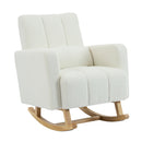 Accent Rocking Chair with Pillow, Ultimate Comfort for Your Home, Teddy Velvet, Cream White
