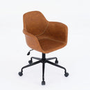 Mid-Century Modern Office Chair,Rolling Swivel Height Adjustable Ergonomic Chair with Frame/Arms, Back Support Home Desk Chair for Living Room,Studying (Brown)