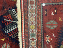Antique Persian Tribal Rug 5 x 7.8, Triple Medallions, Red, Persian Afshar Rug