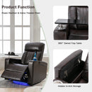 Premium Power Recliner with Storage Arms, Cupholders, Swivel Tray Table and Cell Phone Stand, Brown PU Leather, 35'' x 29.9'' x 41.2''