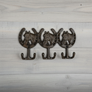 Horse Head 3-Hook Wall Rack, Cast Iron for Coats, Keys or Leashes