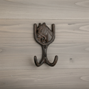 Horseshoe Double Wall Hook, Vintage Cast Iron for Coats, Keys or Towels
