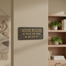 "House Rules" Cast Iron Wall Plaque for Kitchen or Hall