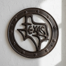 Round Texas Wall Plaque, Cast Iron Lone Star Wall Decor