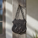 Route 66 Hanging Plaque, Cast Iron Retro Garage Wall Decor