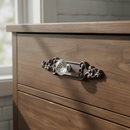 Crystal Drawer Pull, Cast Iron Vintage Glam Cabinet Knob