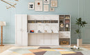 Full Size Murphy Bed Wall Bed with Closet , Drawers and Shelves, White