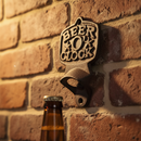 Beer O'Clock Wall Mount Bottle Opener, Rustic Cast Iron Bar Tool