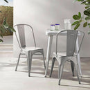 Dark Grey Metal Dining Chairs Set Of Four Durable X Bar Design