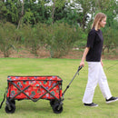 Utility Park Garden Cart Tool Customized Color Folding Camping Trolley Outdoor Picnic Beach Wagon, Red