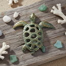 Turtle Figurine, Antique Bronze Cast Iron Coastal Shelf Decor